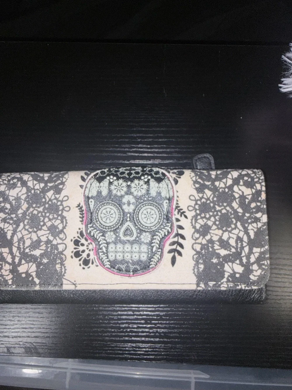 Beige and Black Sugar Skull Women's Wallet